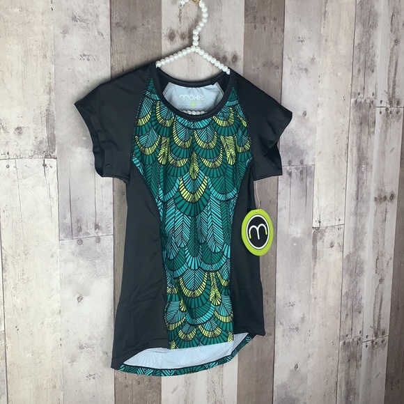 NWT Moxie Cycling Emerald Aqua & Lime Tee size Small - Picture 4 of 11